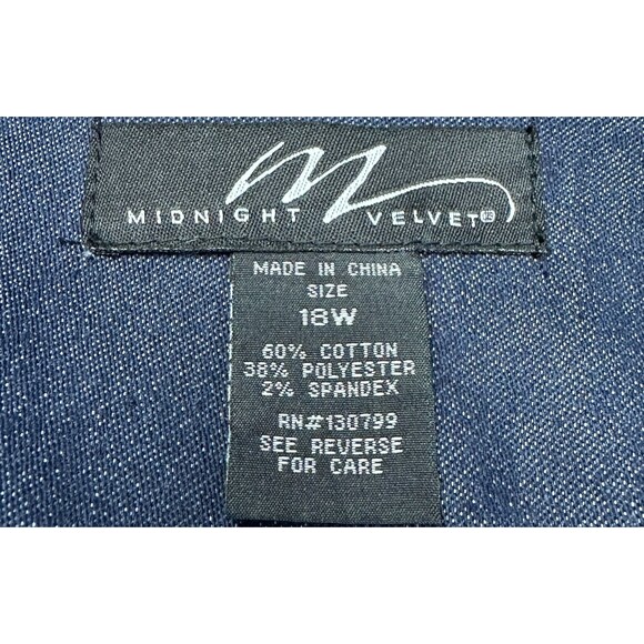 Midnight Velvet Top Sz 18W Blue Denim Gold Tone Studded Business/Casual Back Zip - Picture 10 of 11